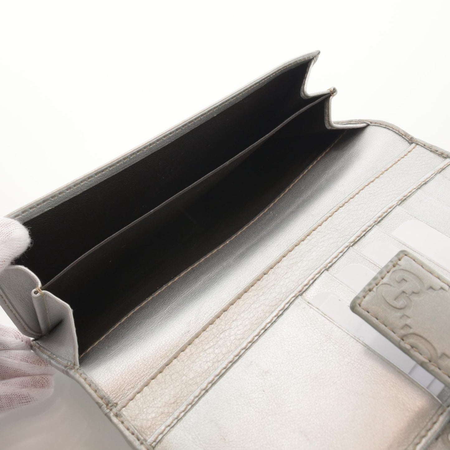 Guccissima New Britt Continental Snap Wallet Silver