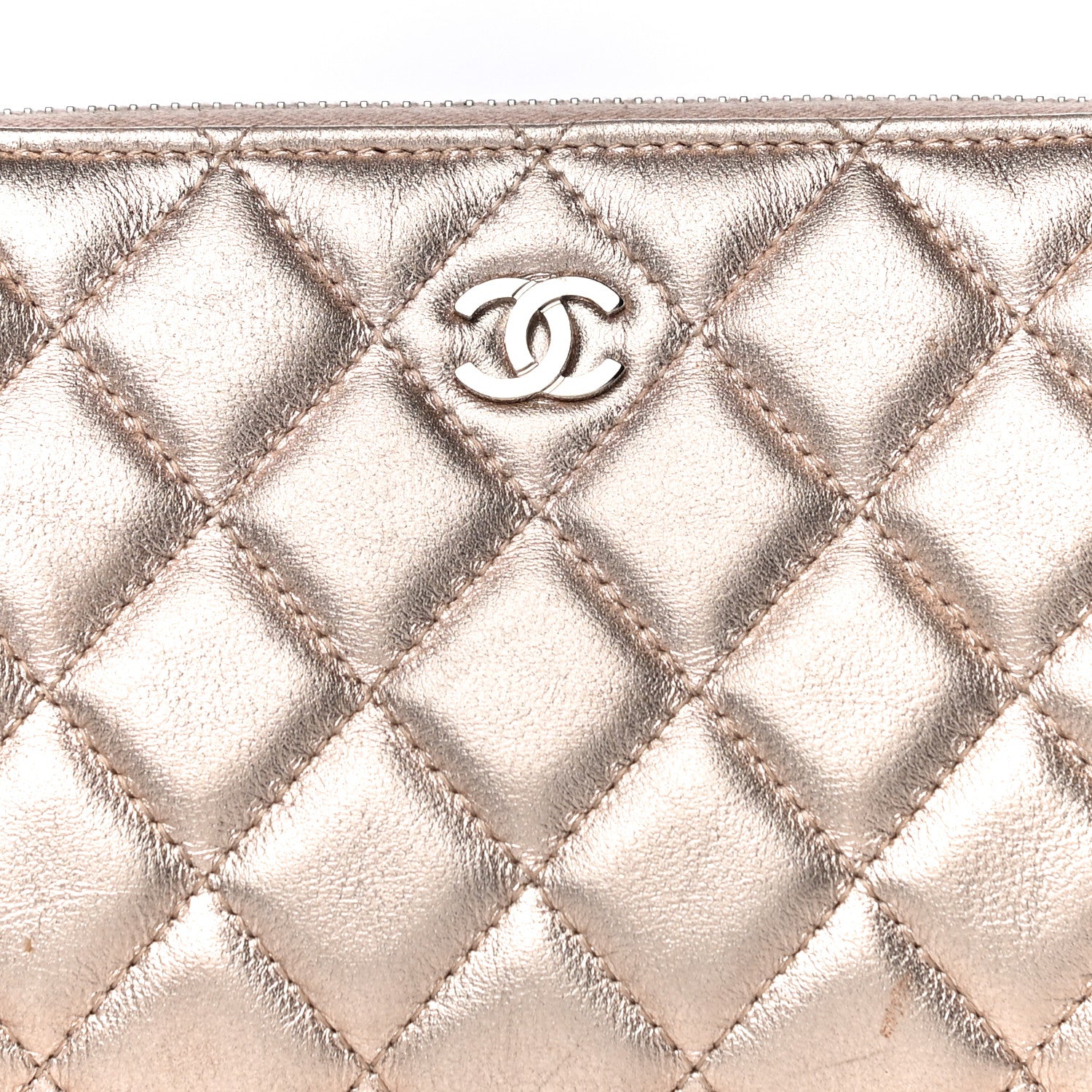 Chanel Metallic Lambskin Quilted Cosmetic Pouch Light Gold 9 of 16