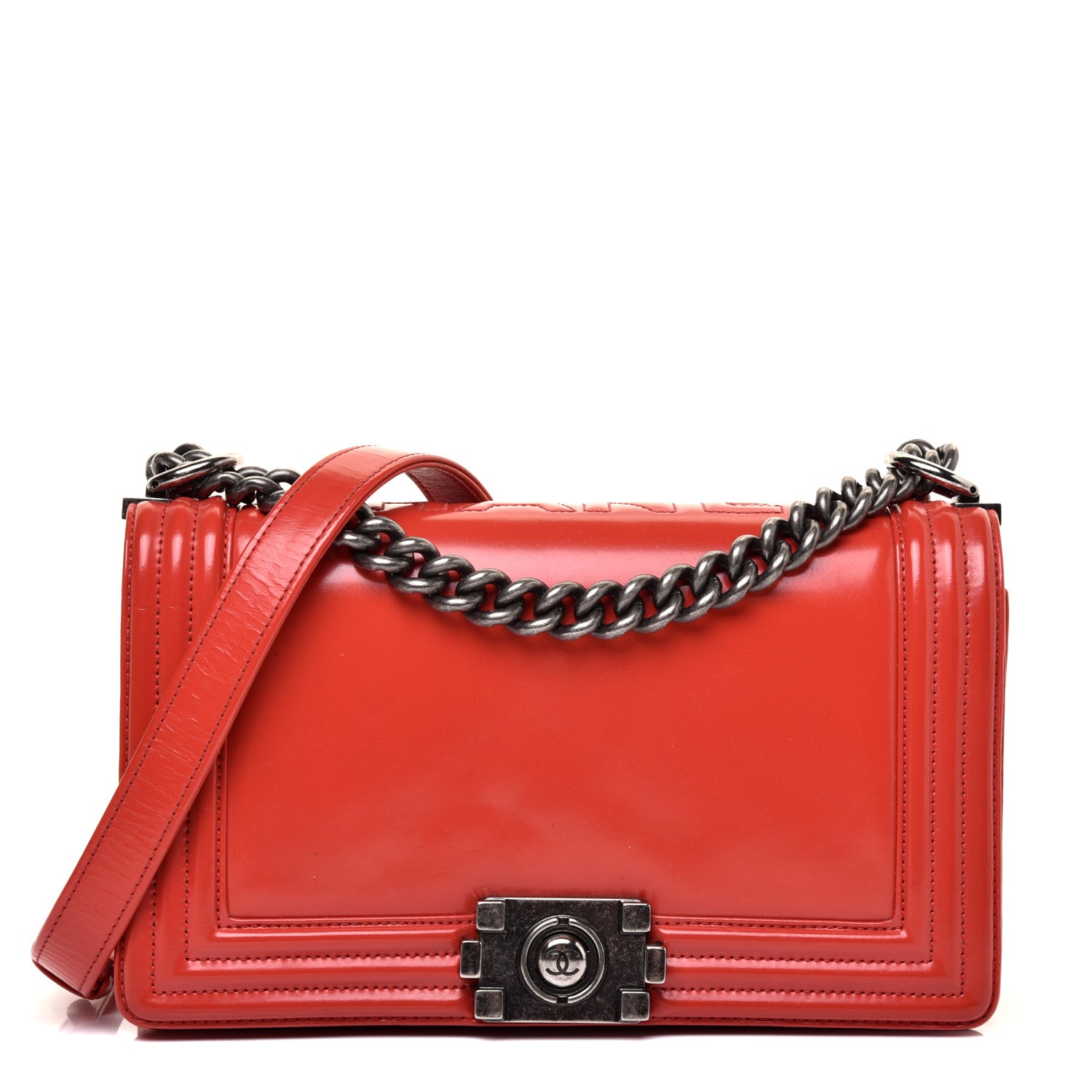Chanel Glazed Calfskin Medium Boy Flap Red 1 of 11