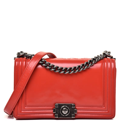 Chanel Glazed Calfskin Medium Boy Flap Red 1 of 11