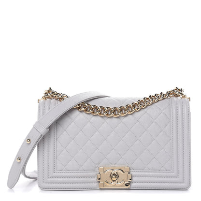 Chanel Iridescent Caviar Quilted Medium Boy Flap Light Grey 1 of 11