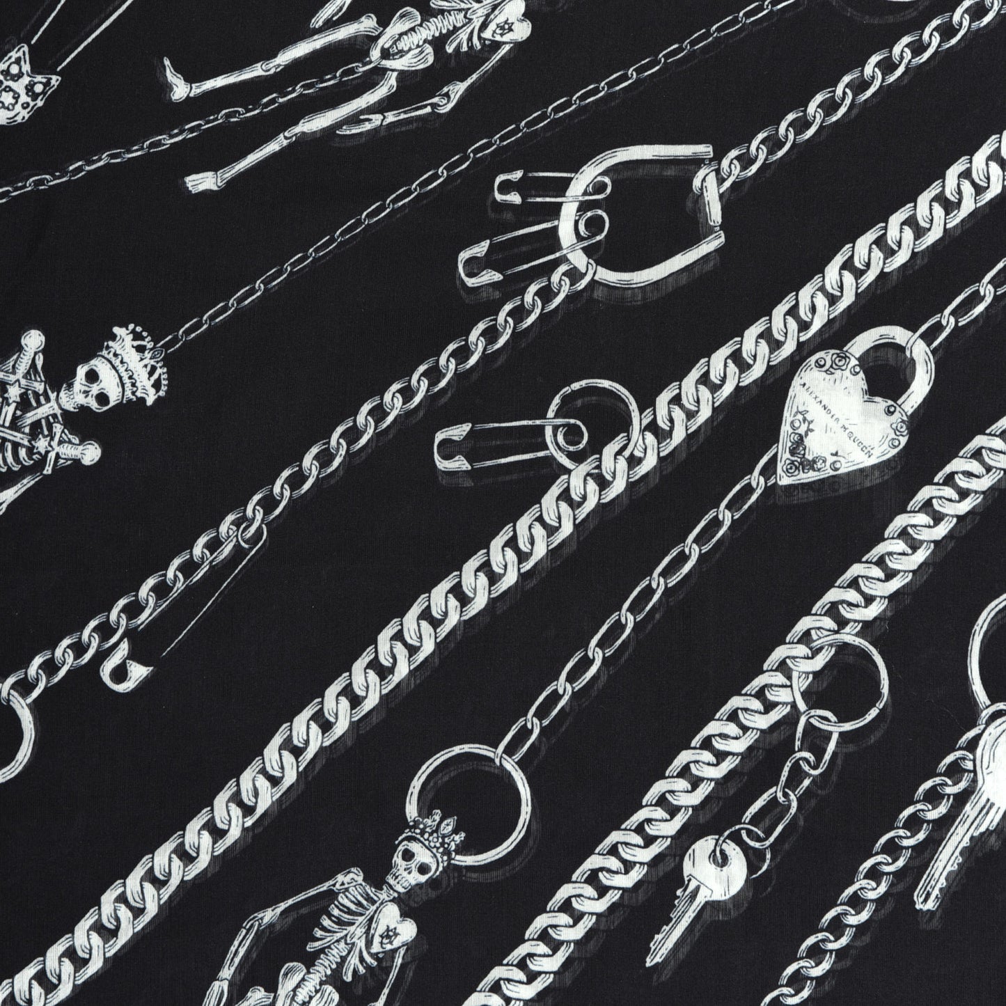 Modal Wool Chain Burst Scarf Black Ivory