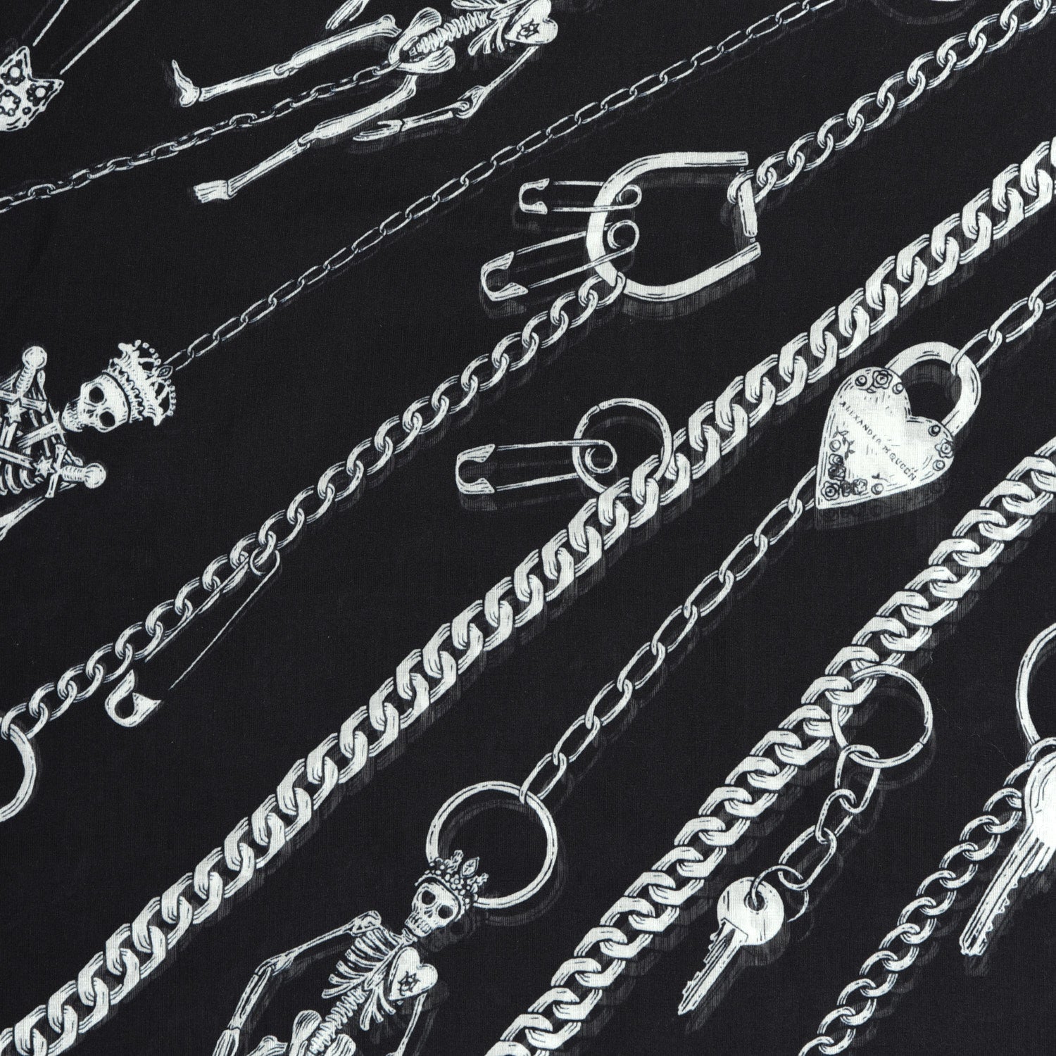 Alexander McQueen Modal Wool Chain Burst Scarf Black Ivory 3 of 4