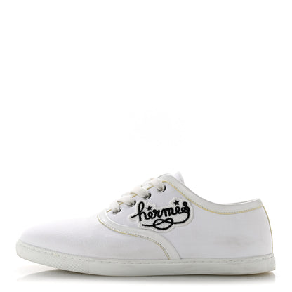 Hermes Canvas Embroidered Innocent Sneakers 37.5 White 1 of 9