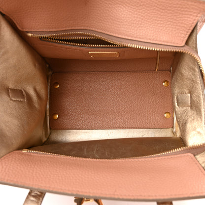 Salvatore Ferragamo Hammered Calfskin Double Handle Small Amy Tote Neutral Gold 5 of 21