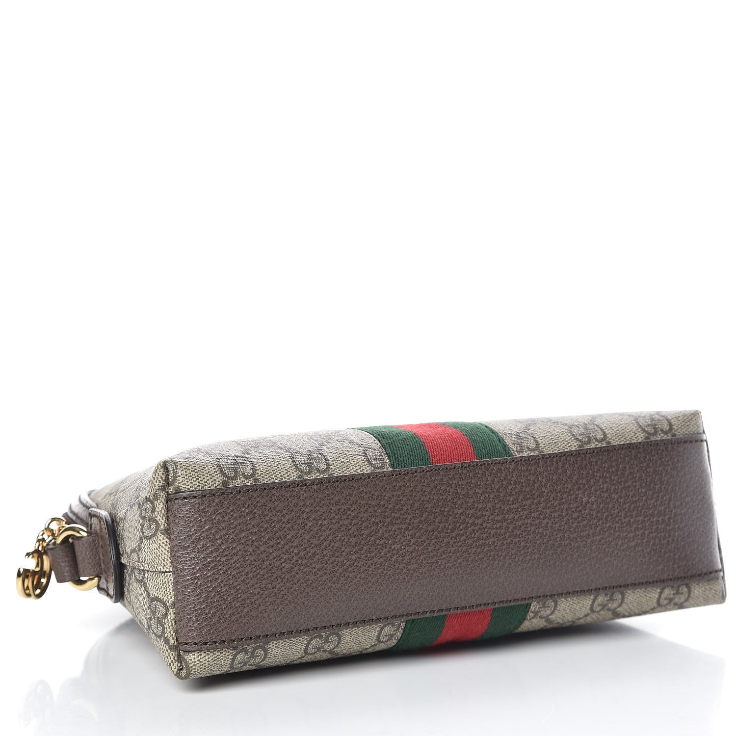 Gucci GG Supreme Monogram Textured Dollar Calfskin Web Small Ophidia Dome Shoulder Bag Beige Ebony New Acero 4 of 14