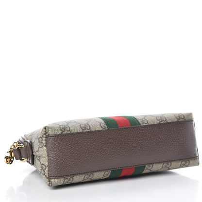 Gucci GG Supreme Monogram Textured Dollar Calfskin Web Small Ophidia Dome Shoulder Bag Beige Ebony New Acero 4 of 14