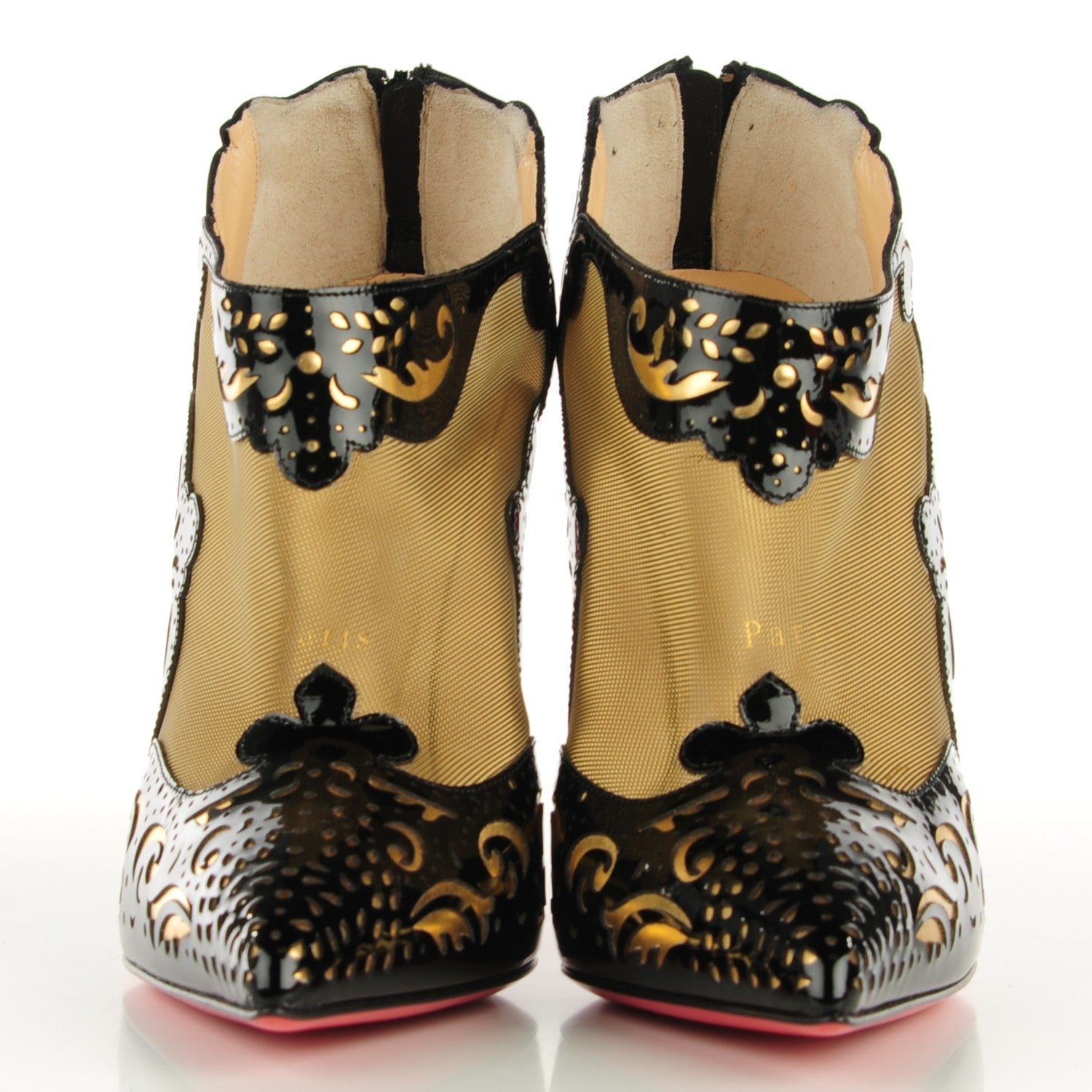 Christian Louboutin Patent Mesh Lasercut Mandolina 120 Booties 39.5 Black 2 of 7