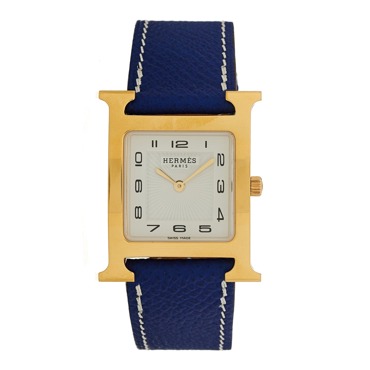 Hermes Stainless Steel Epsom 26mm Heure H Hour Quartz Watch Bleu Electrique 1 of 4