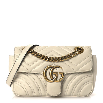 Gucci Calfskin Matelasse Mini GG Marmont Shoulder Bag White 1 of 17