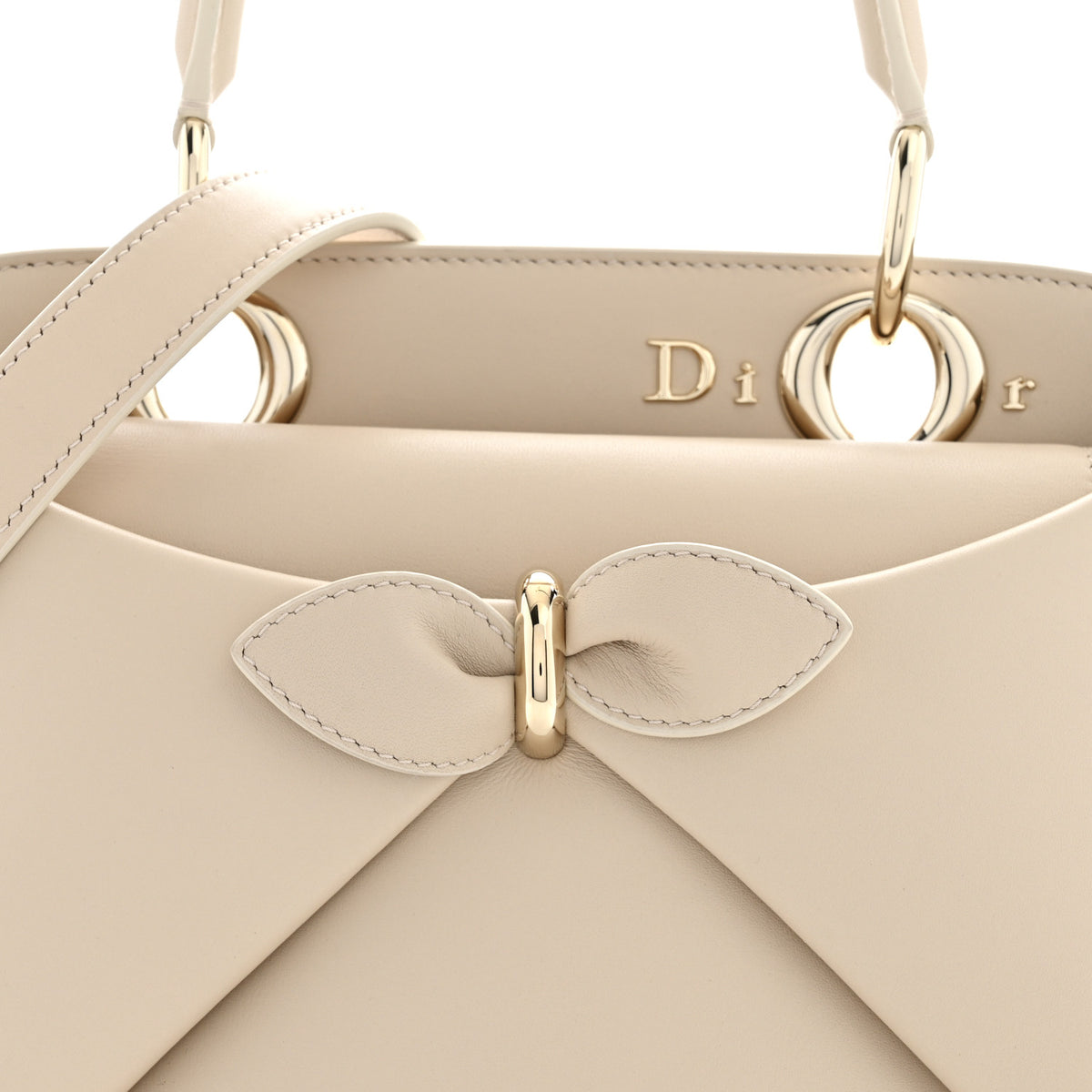 Shiny Smooth Calfskin Small Cigale Bag Beige