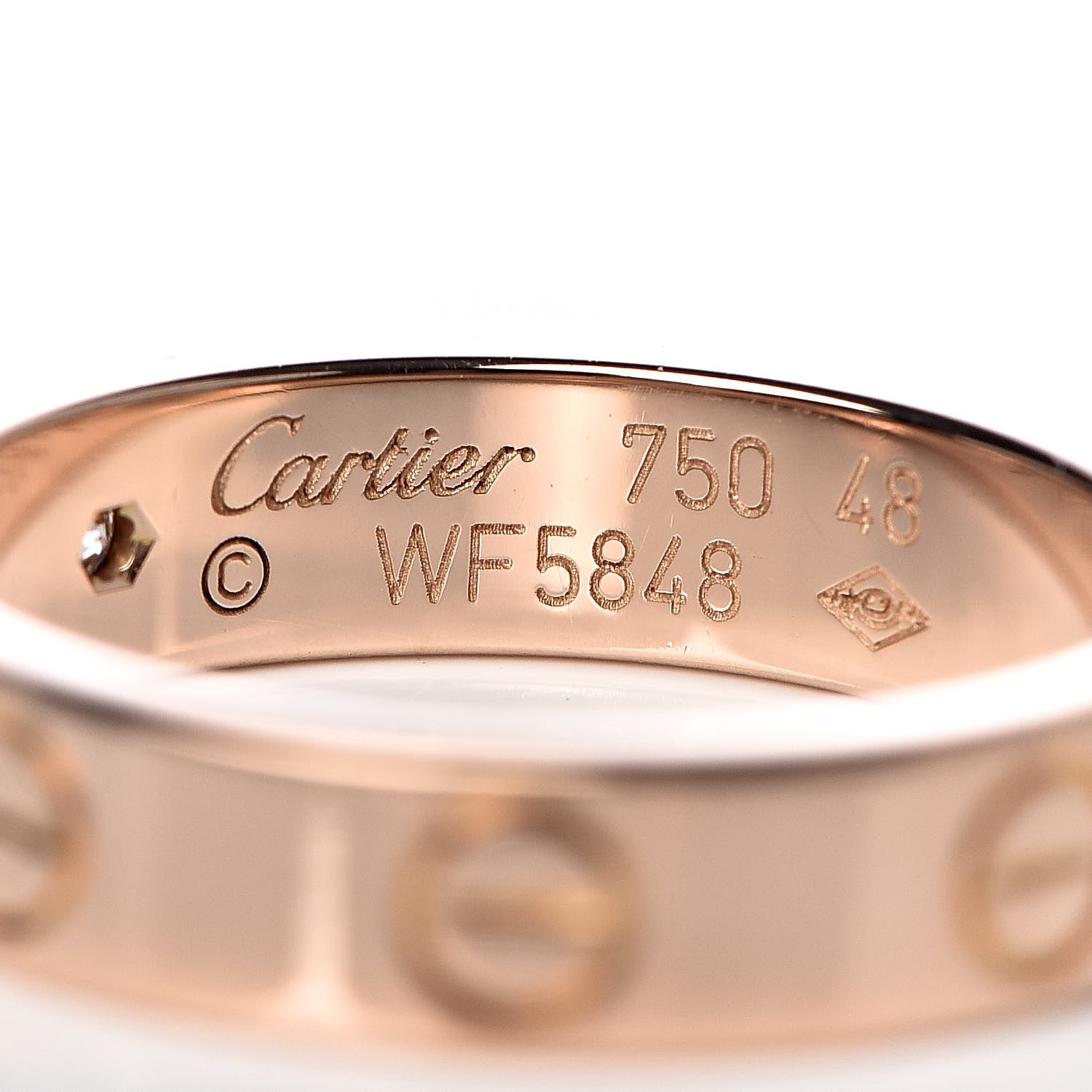 Cartier 18K Pink Gold Diamond 3.5mm LOVE Wedding Band Ring 48 4.5 4 of 4