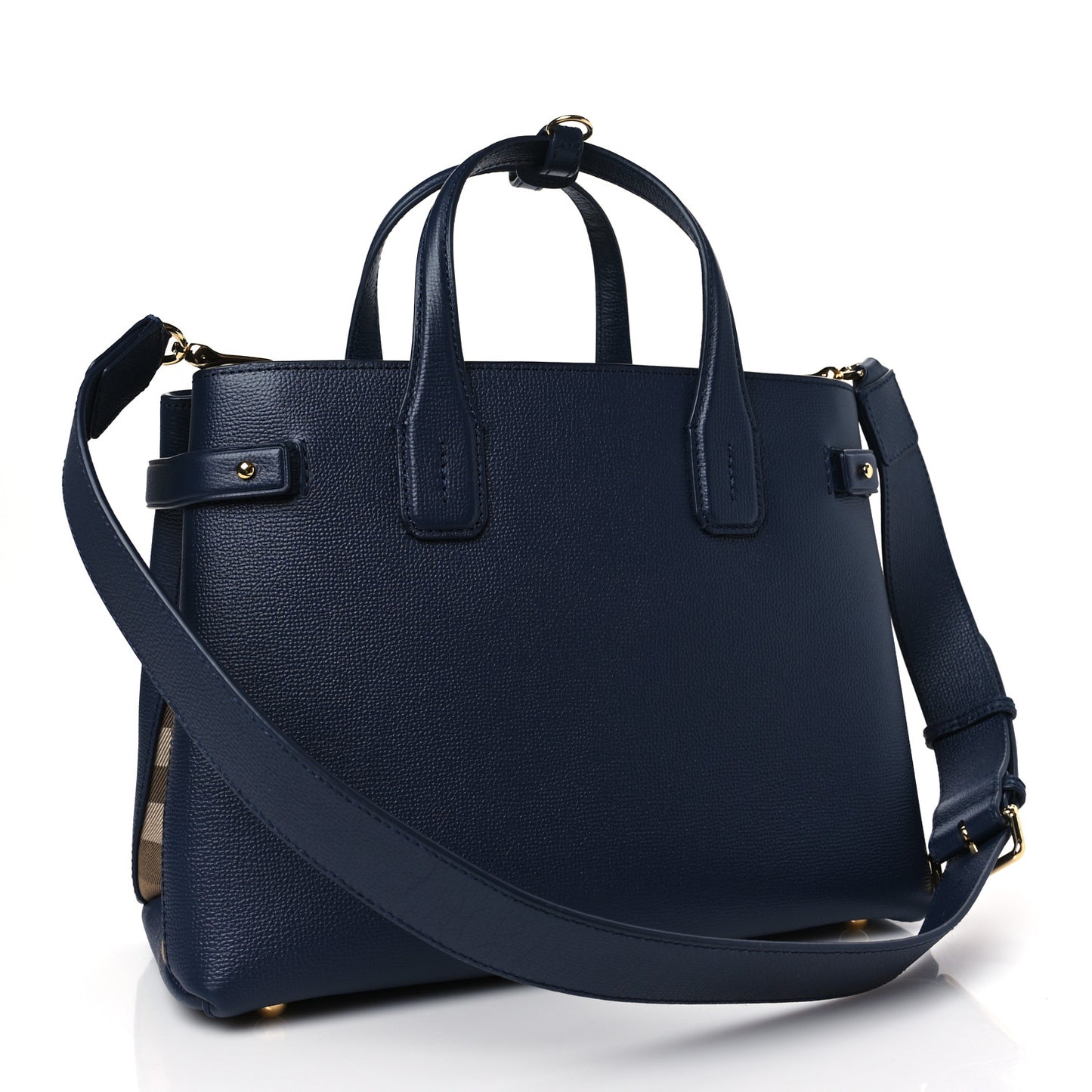 Derby Calfskin Vintage Check Medium Banner Tote Regency Blue