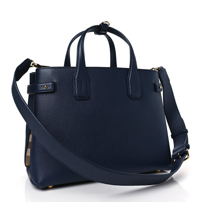 Burberry Derby Calfskin Vintage Check Medium Banner Tote Regency Blue 3 of 8