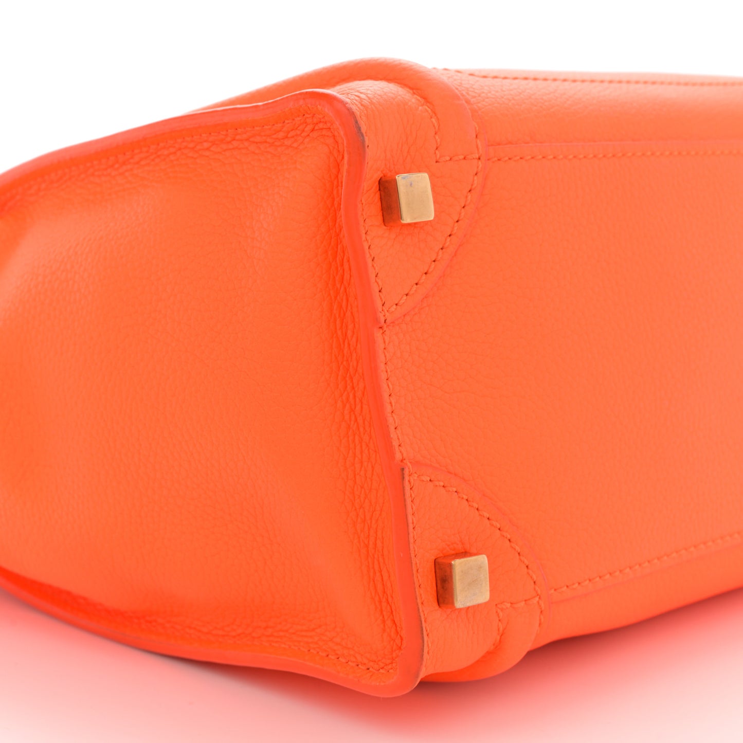 Drummed Calfskin Micro Luggage Fluo Orange