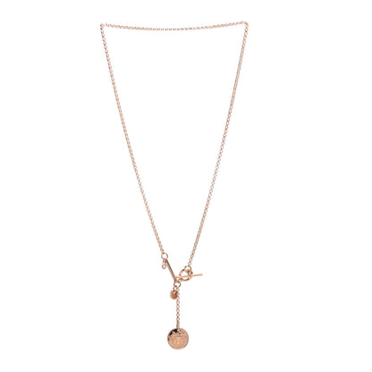 Hermes 18K Rose Gold Diamond PM Ex-Libris Pendant Necklace 3 of 5