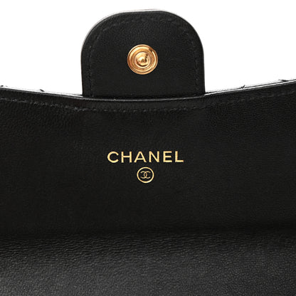 Chanel Lambskin Quilted Large Gusset Flap Wallet Black 6 of 8