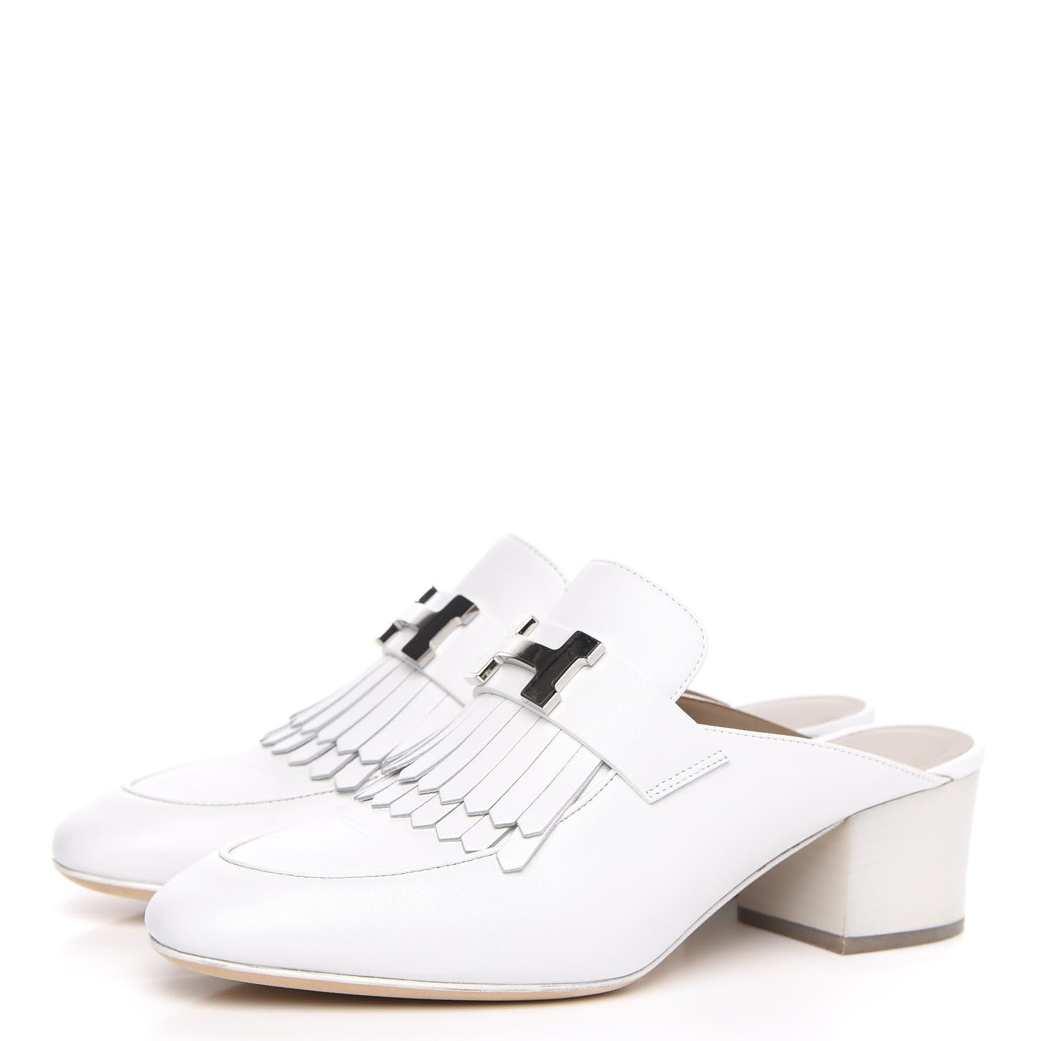 Hermes Goatskin Tuileries Mules 37 White 3 of 9