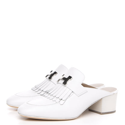 Hermes Goatskin Tuileries Mules 37 White 3 of 9