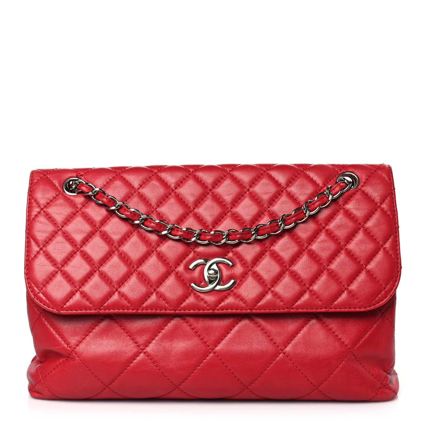 Calfskin Quilted In the Business Flap Bag Red
