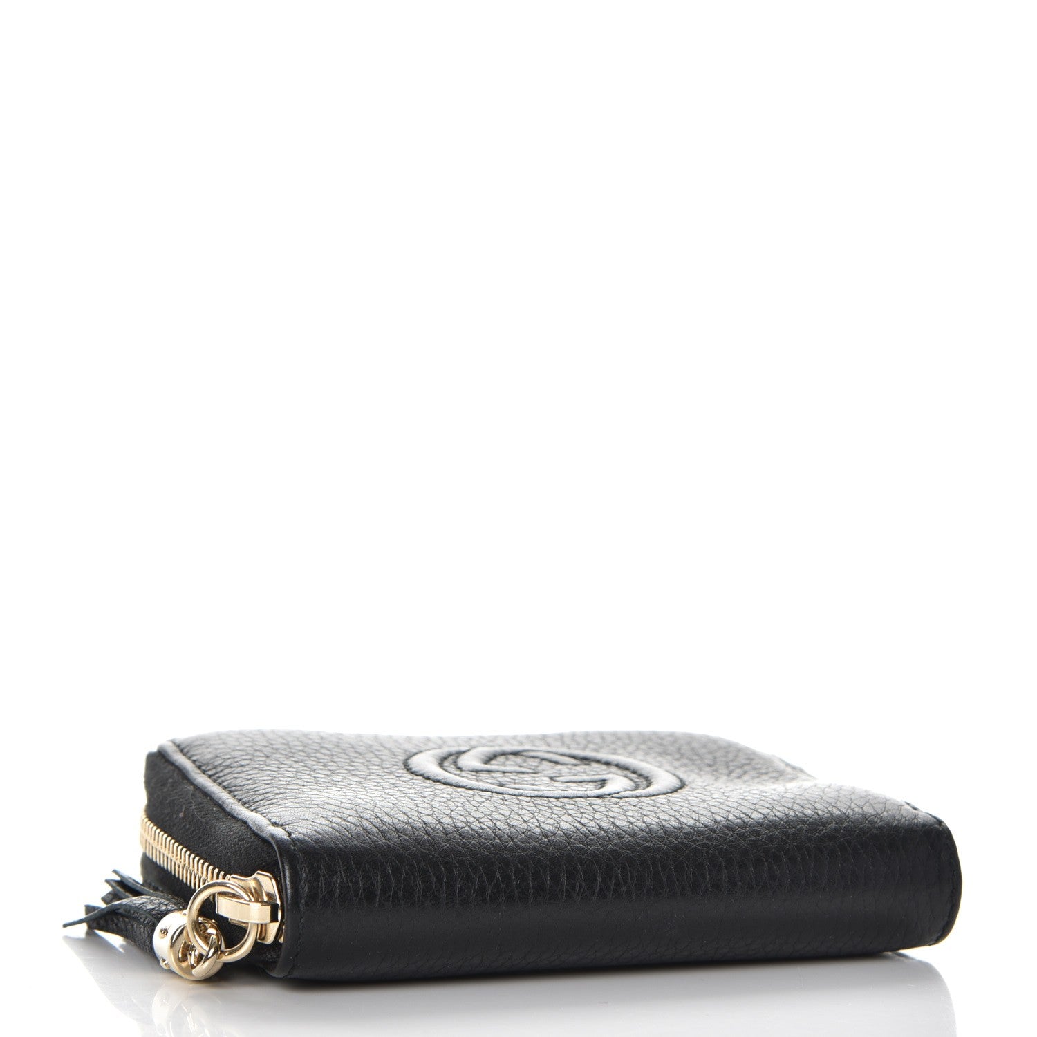 Gucci Pebbled Calfskin Soho Compact Disco Zip Around Wallet Black 4 of 8