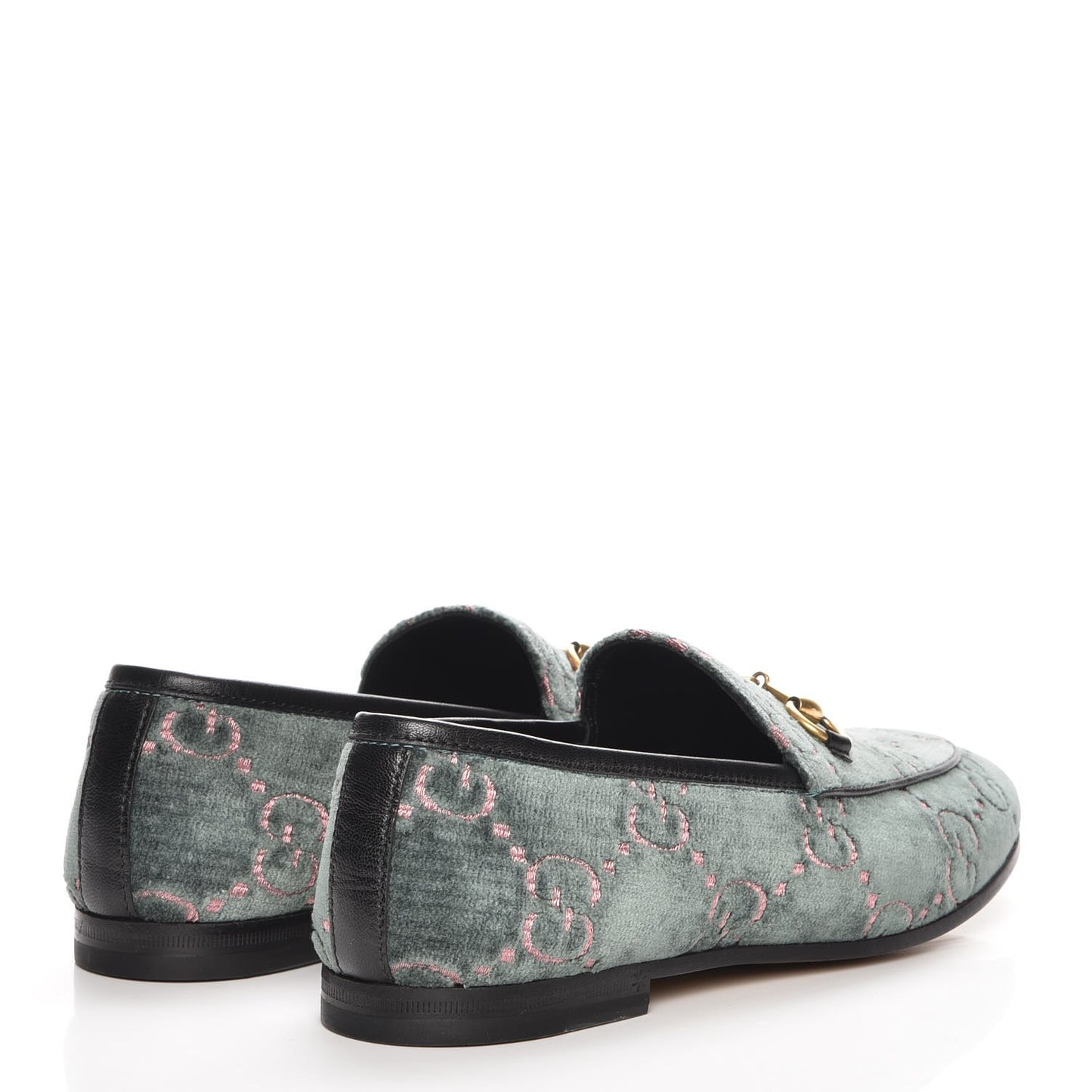 Velvet Malaga Kid GG Monogram Horsebit Womens Jordaan Loafers 36.5 Avio Dusty Pink Black