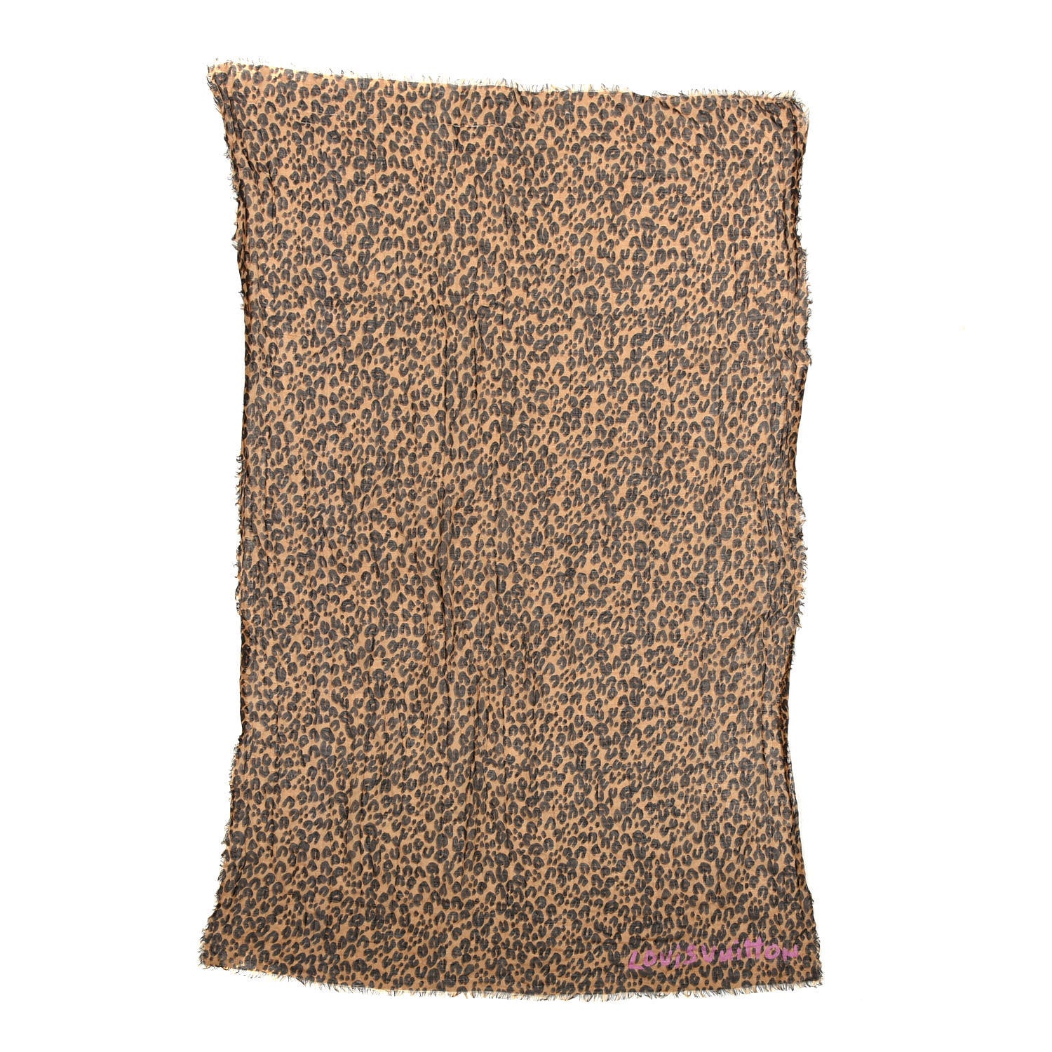 Louis Vuitton Cashmere Silk Leopard Etole Stole Marron 1 of 5