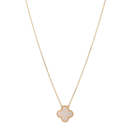 Van Cleef & Arpels 18K Yellow Gold Mother of Pearl Vintage Alhambra Pendant Necklace 1 of 4