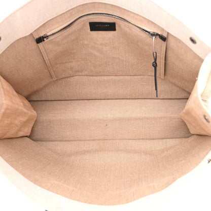 Saint Laurent Linen Calfskin Rive Gauche Tote Optic White 5 of 17