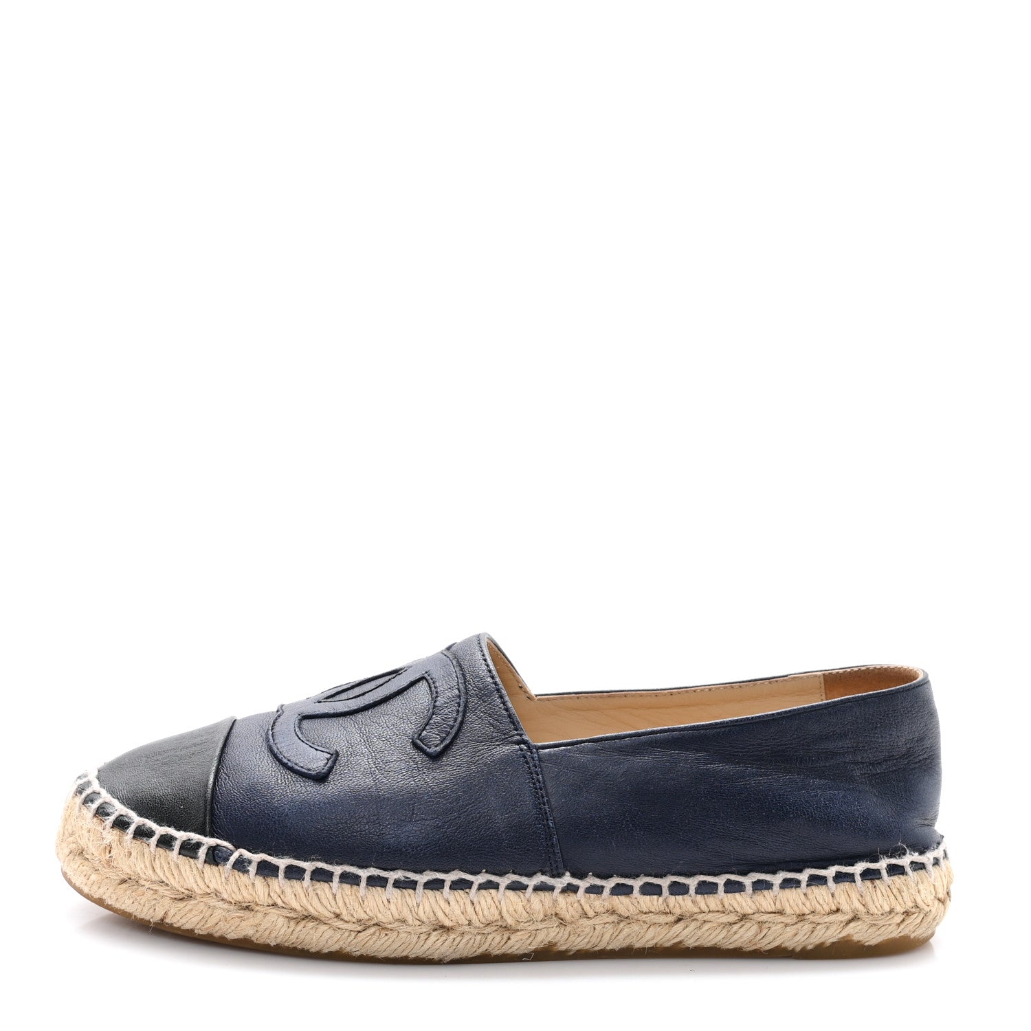 Chanel Lambskin CC Espadrilles 36 Navy Black 1 of 9