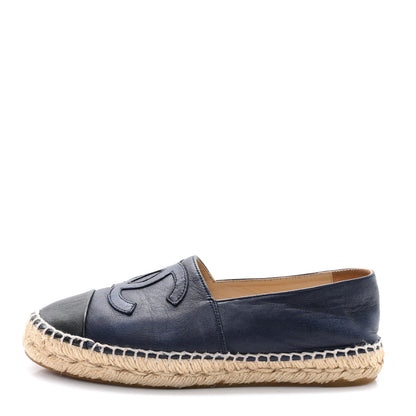 Chanel Lambskin CC Espadrilles 36 Navy Black 1 of 9