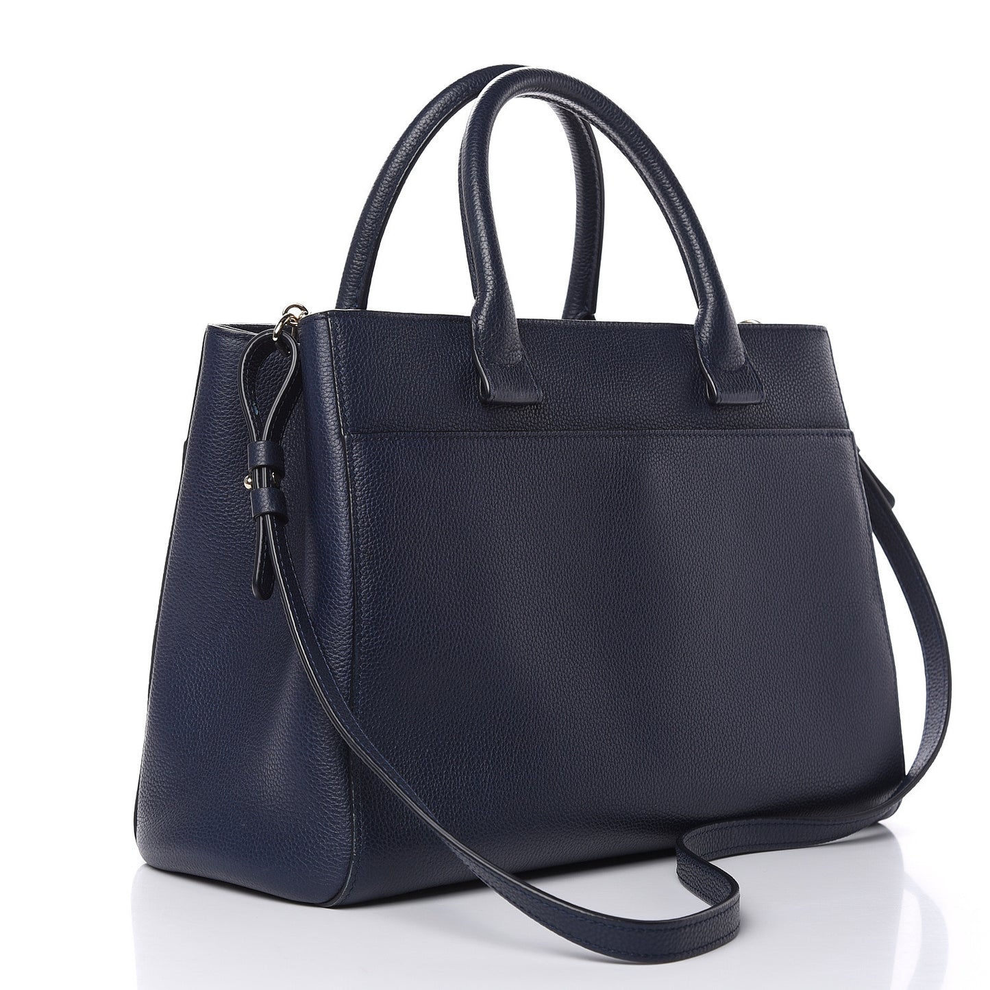 Grained Calfskin Small Neo Executive Shopper Tote Navy