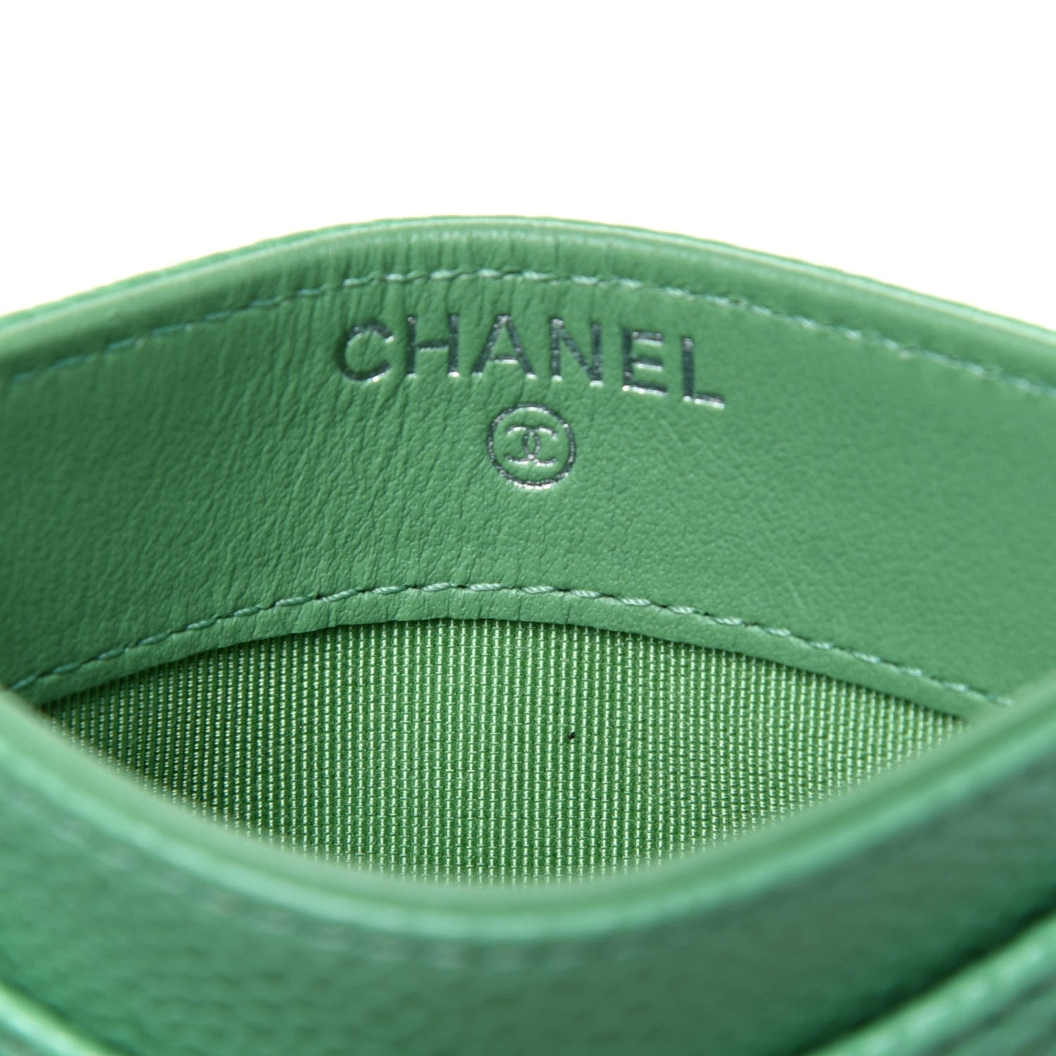 Chanel Caviar Chevron Quilted Card Holder Light Green 6 of 12