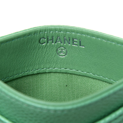 Chanel Caviar Chevron Quilted Card Holder Light Green 6 of 12