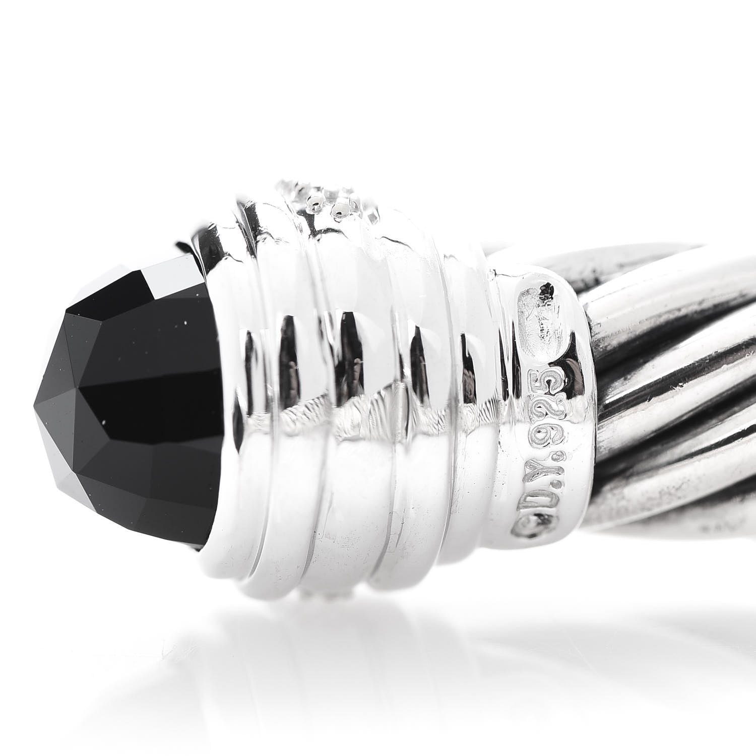 David Yurman Sterling Silver Diamond Black Onyx 10mm Cable Classics Bracelet 4 of 4