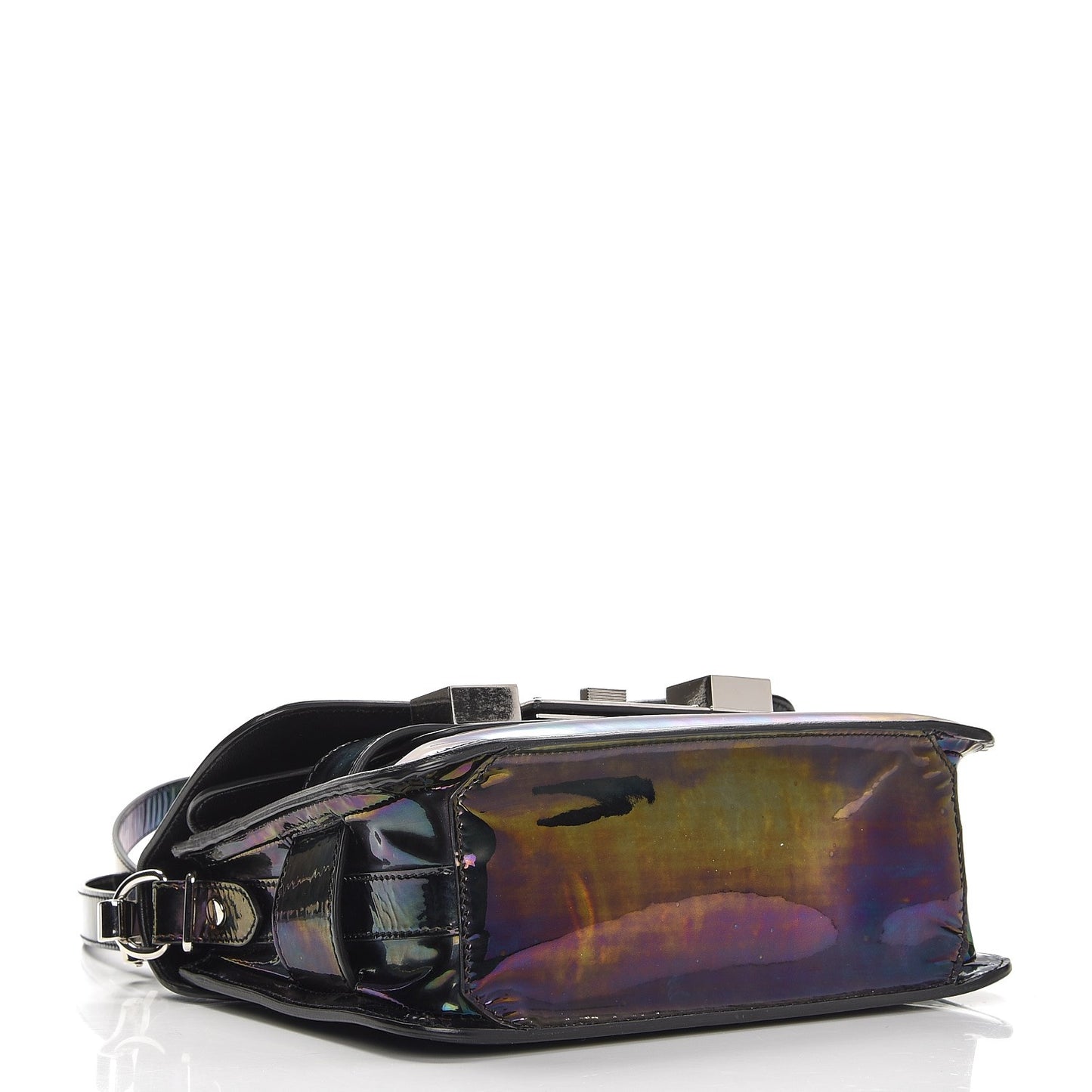 PS11 Holographic Patent Mini Classic Shoulder Bag Oil Slick
