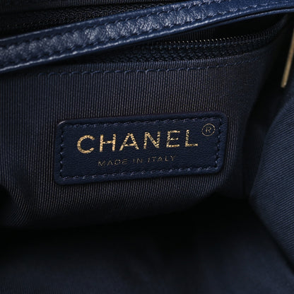 Chanel Tweed Calfskin Stitched Frame Backpack Navy 6 of 10