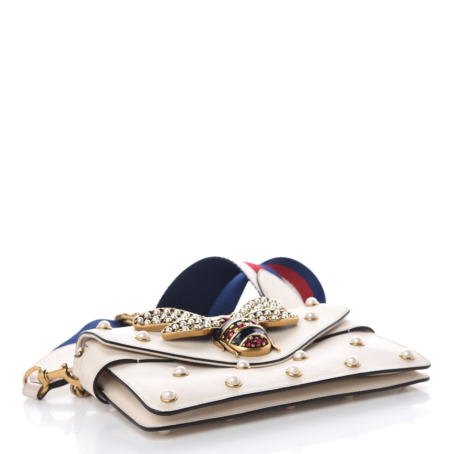 Gucci Nappa Pearl Studded Mini Queen Margaret Broadway Shoulder Bag Mystic White 4 of 12