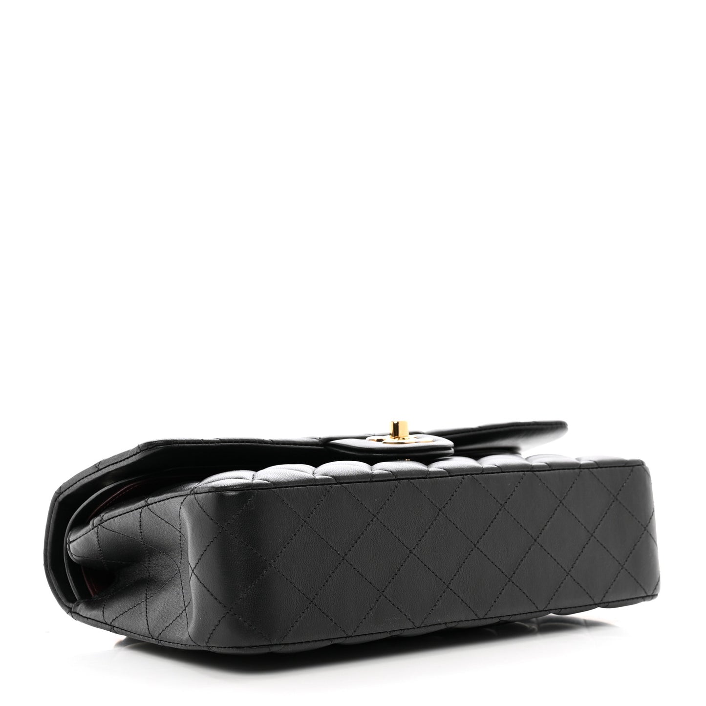 Lambskin Quilted Medium Double Flap Black