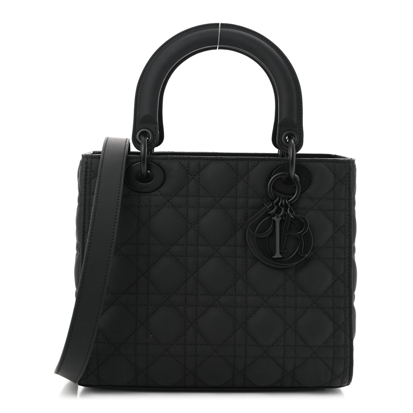 Ultra Matte Calfskin Cannage Medium Lady Dior Black