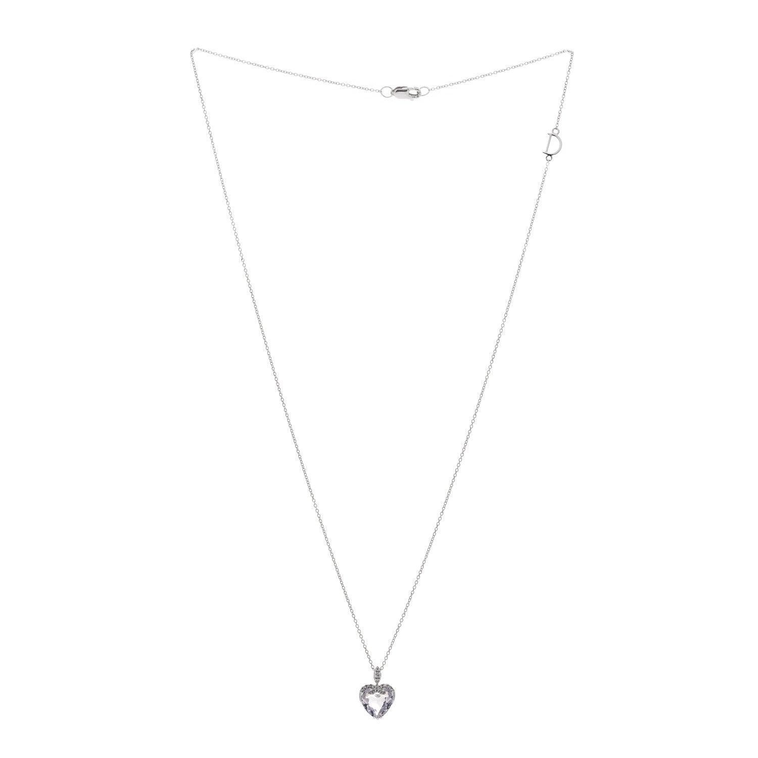 Damiani 18K White Gold Diamond Rose Quartz Heart Pendant Necklace 3 of 5