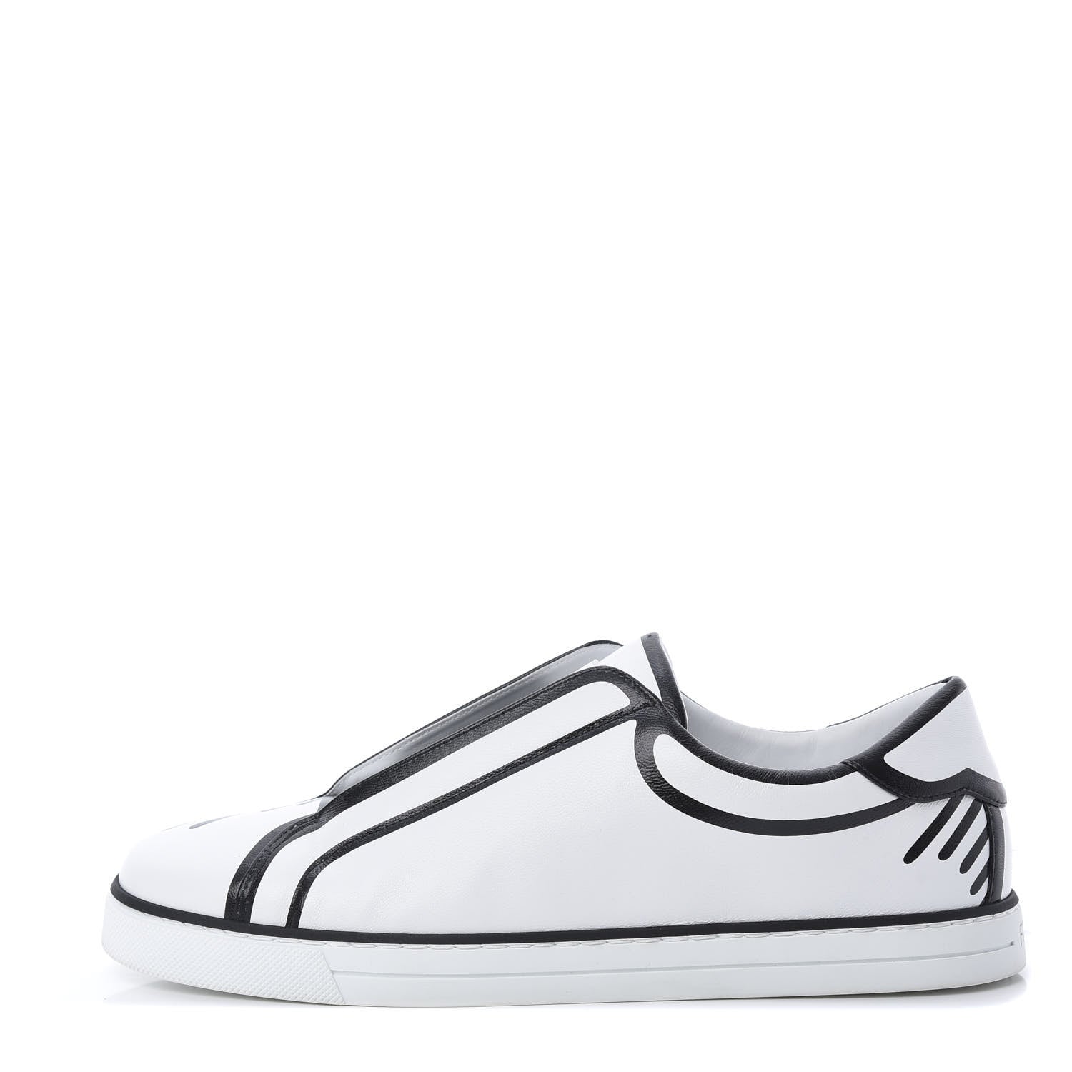 Fendi X JOSHUA VIDES Nappa Rockoclick Slip On Sneakers 40 Snow White Black 1 of 9