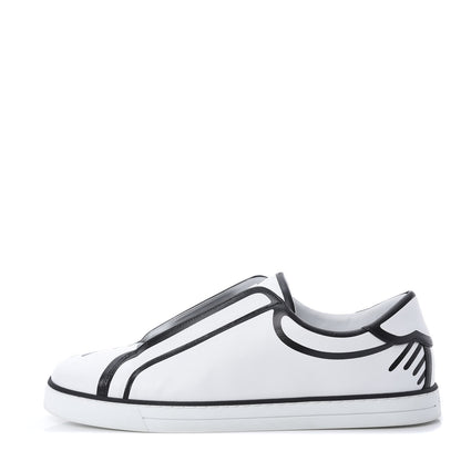 Fendi X JOSHUA VIDES Nappa Rockoclick Slip On Sneakers 40 Snow White Black 1 of 9