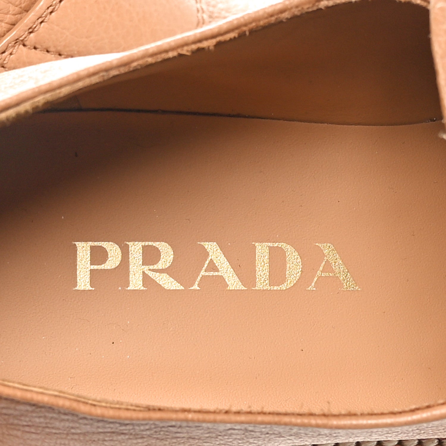 Prada Cervo Triangle 50mm Loafers 37.5 Caramel 6 of 8