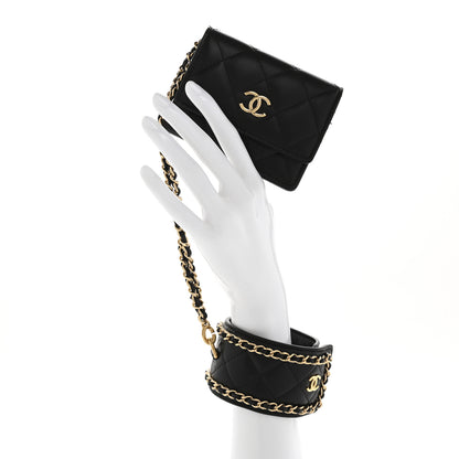 Chanel Lambskin Quilted Flap Card Holder With Cuff Black 2 of 10