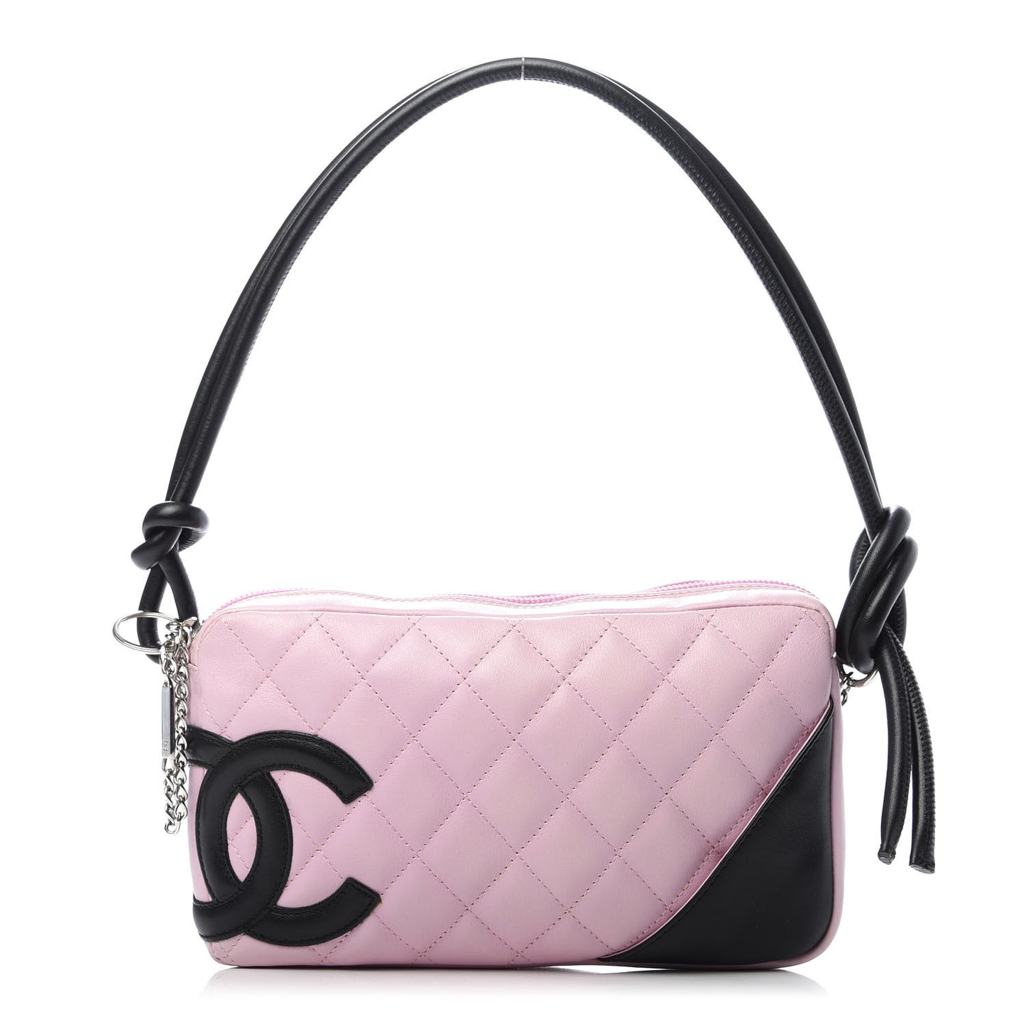 Calfskin Quilted Cambon Pochette Pink Black