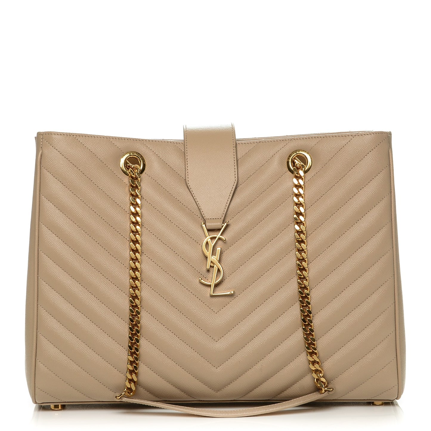 Grain De Poudre Matelasse Chevron Monogram Shopping Bag Nude Powder