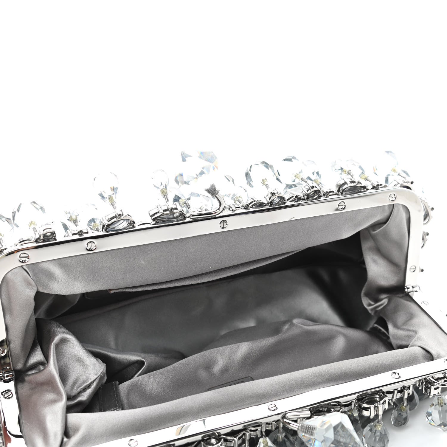 Prada Satin Crystal Clutch Grafite 7 of 13