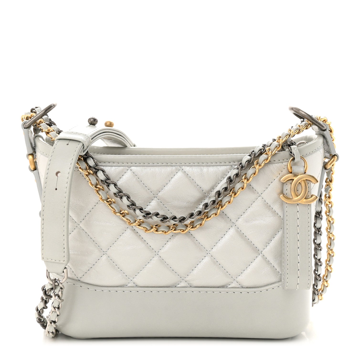 Chanel Metallic Aged Calfskin Quilted Small Gabrielle Hobo Silver 1 of 10
