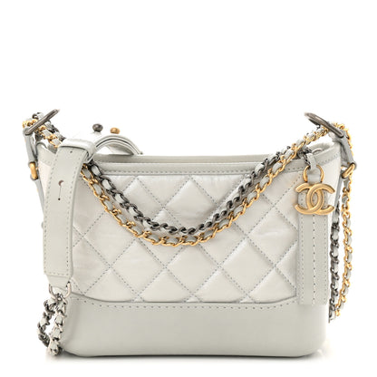 Chanel Metallic Aged Calfskin Quilted Small Gabrielle Hobo Silver 1 of 10